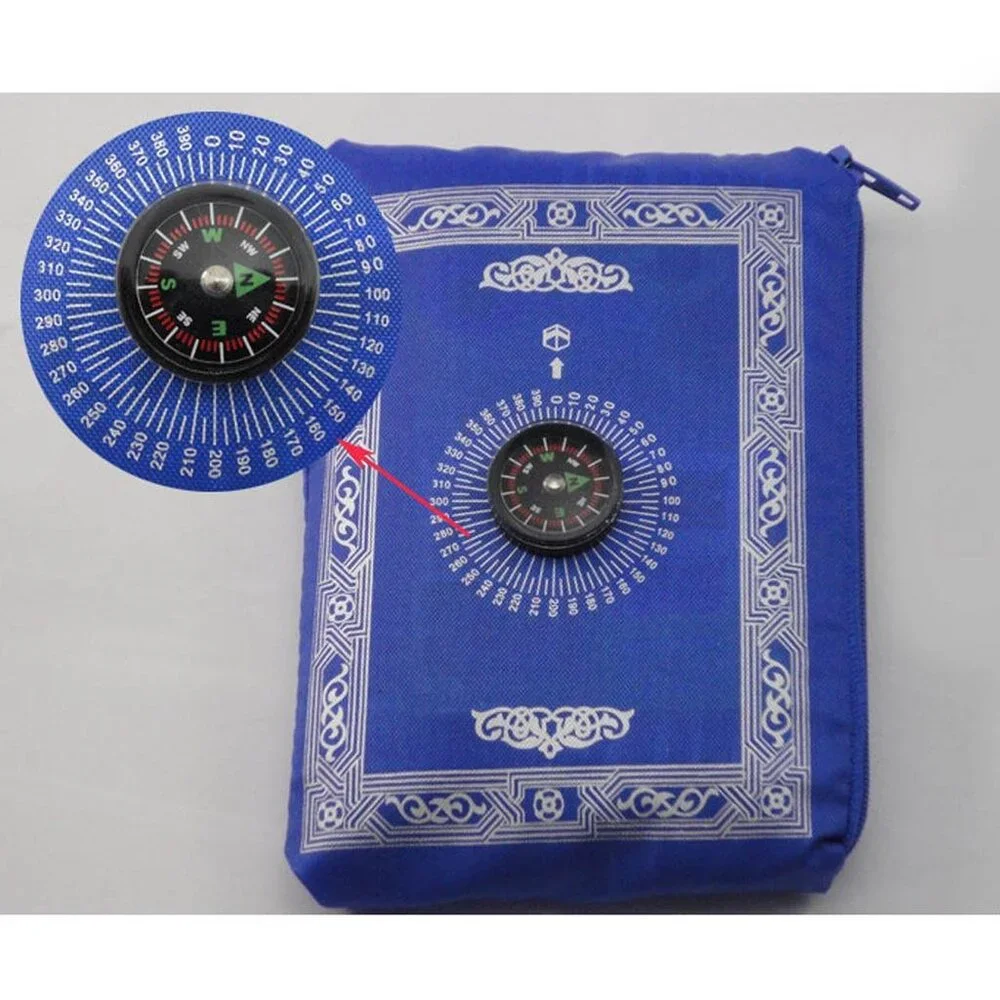 Blue Pocket Portable Muslim Travel Prayer Mat + Carry Bag w/ Compass